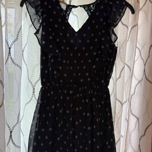 Black Ruffled Dress with Pattern